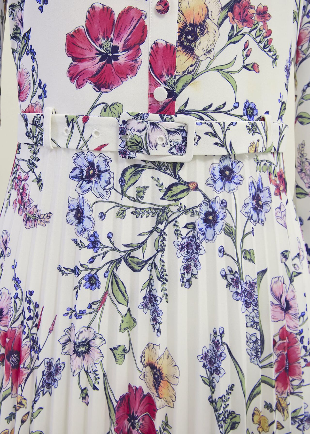 Ashleen Pleated Shirt Dress, Ivory Multi, hi-res