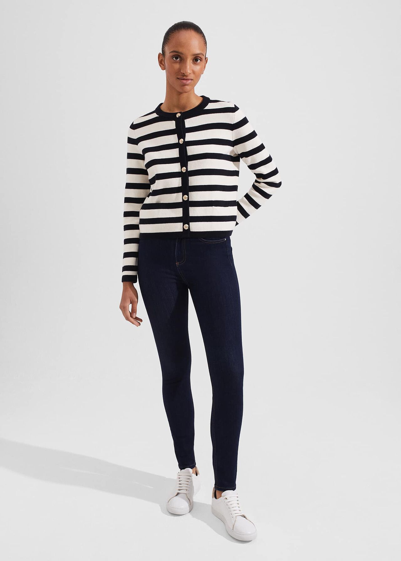 Nyra Stripe Jacket, Ivory Hobbsnavy, hi-res