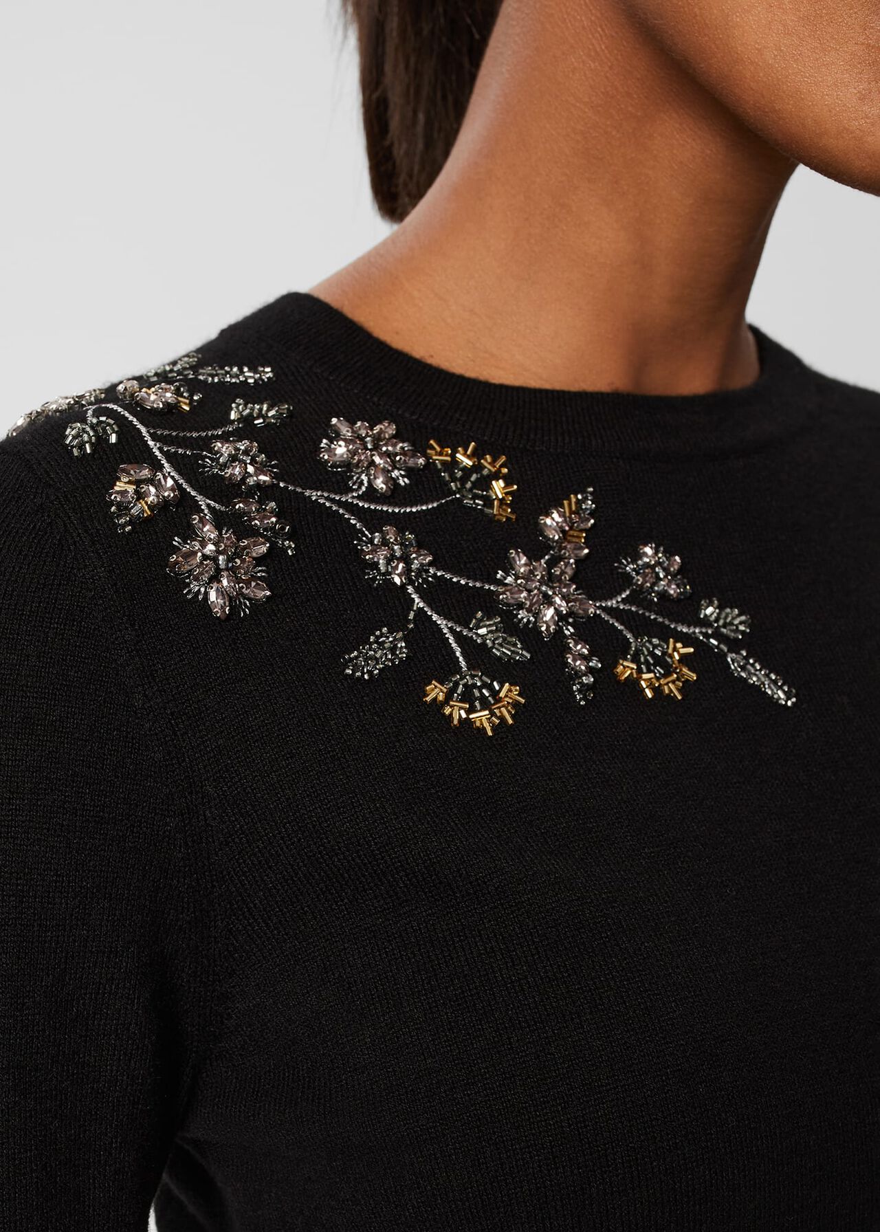 Cristie Embellished Sequin Sweater, Black, hi-res