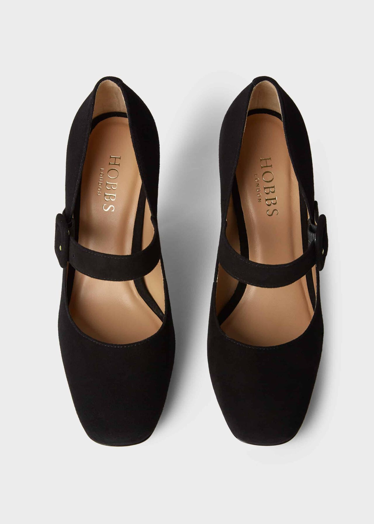 black suede block heels