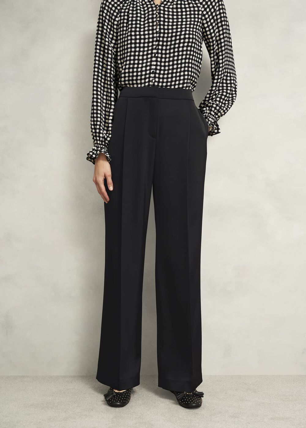 Howley Wide Trousers, Black, hi-res