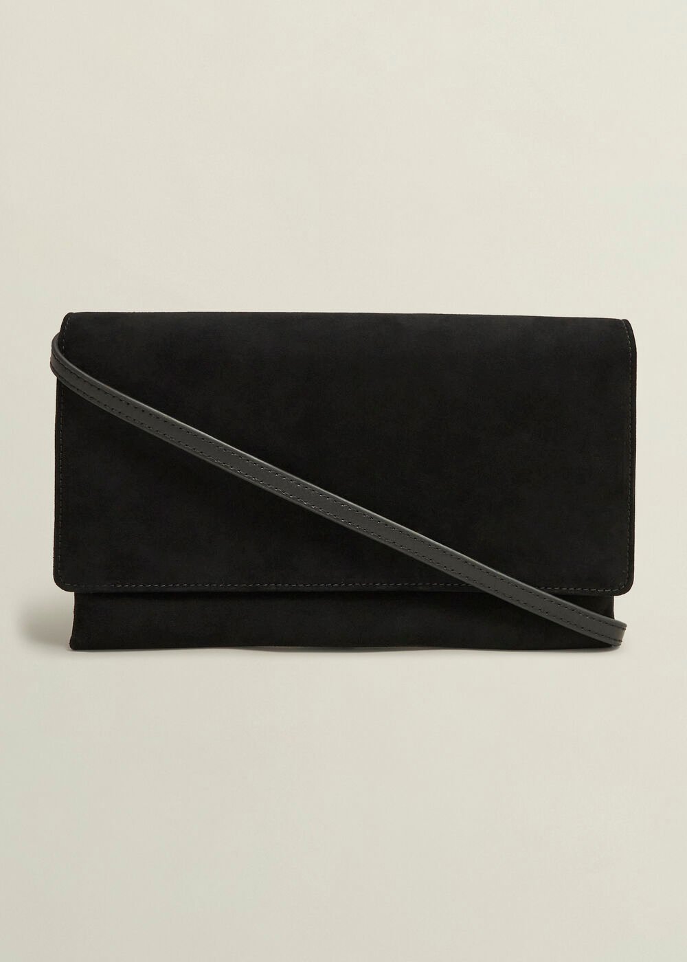 Renata Suede Clutch Bag, Black, hi-res