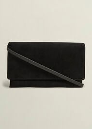 Renata Suede Clutch Bag, Black, hi-res