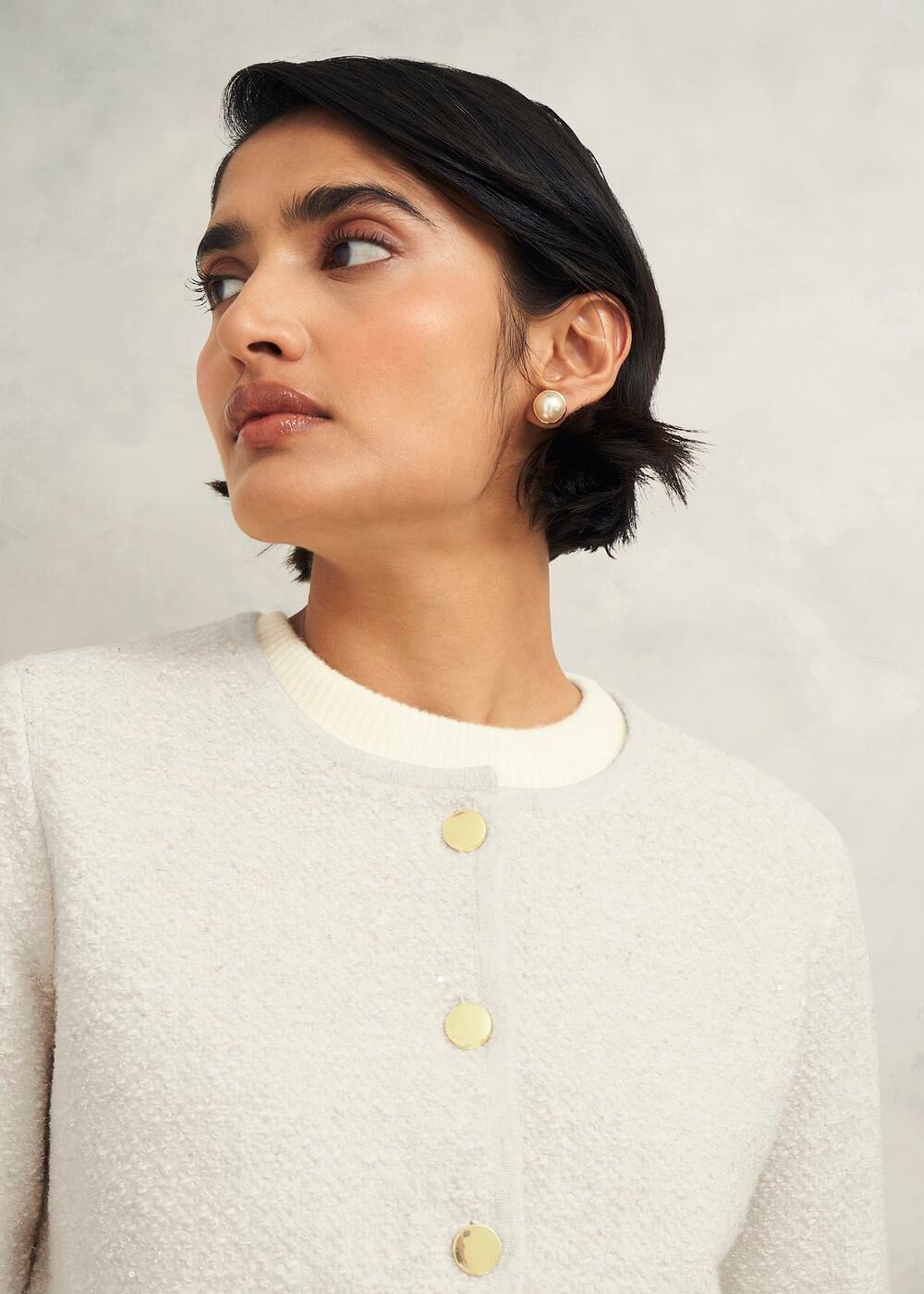 Zayla Sparkle Knitted Jacket, Ivory, hi-res