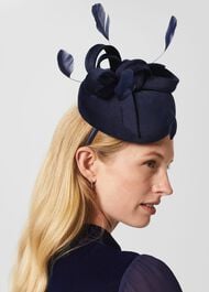 Zoe Fascinator, Navy, hi-res