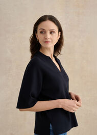 Lenora Relaxed Fit Polo Jumper, Hobbs Navy, hi-res