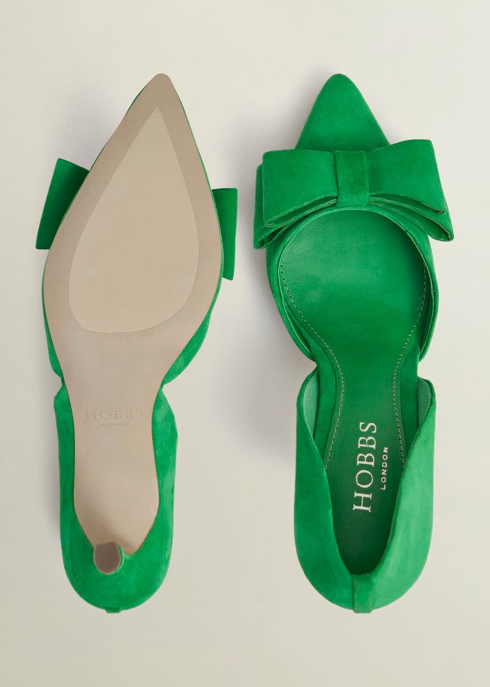 Elva Suede Bow Court Shoes, Cilantro Green, hi-res
