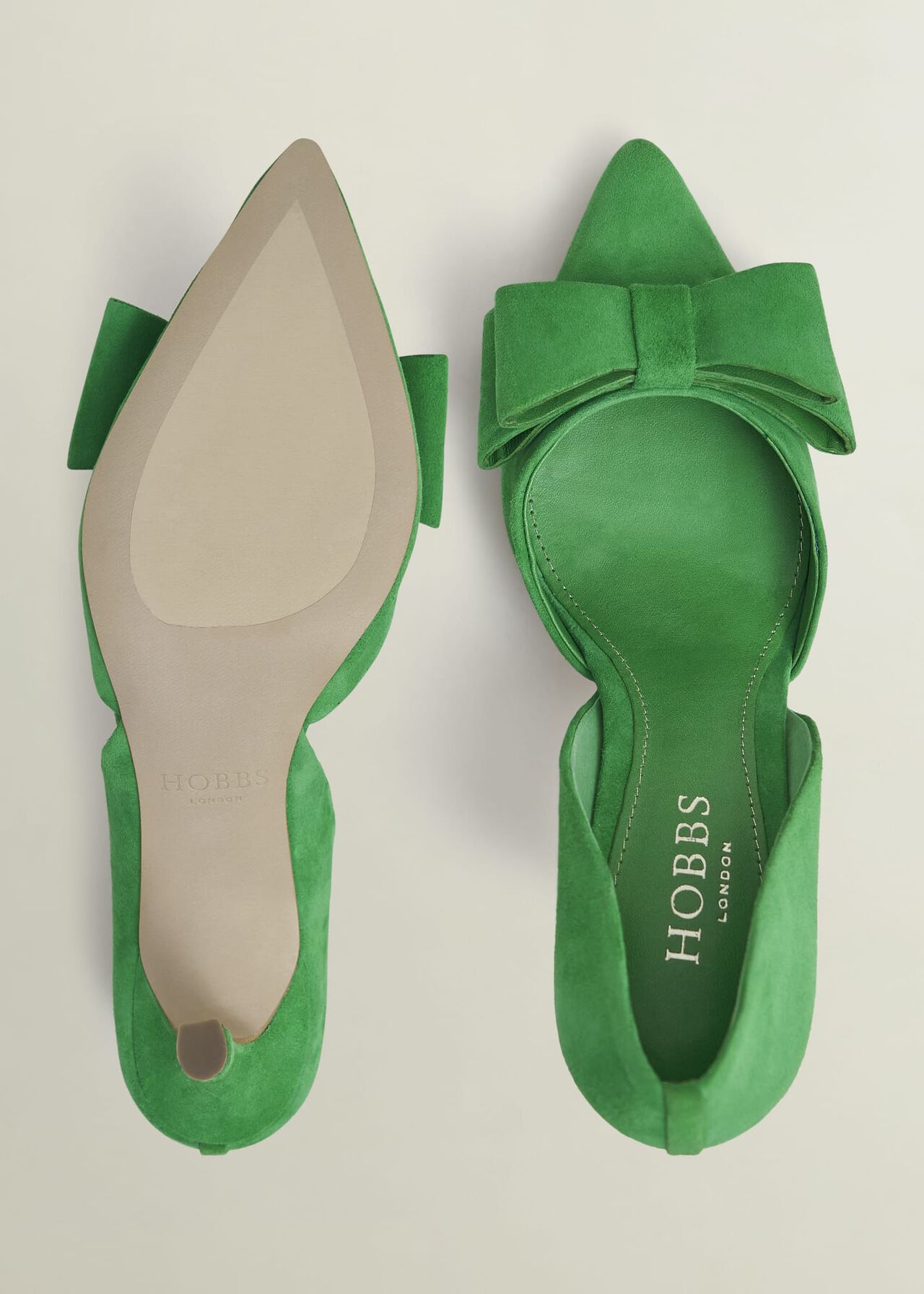 Elva Suede Bow Court Shoes, Cilantro Green, hi-res