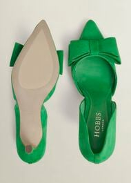 Elva Suede Bow Court Shoes, Cilantro Green, hi-res