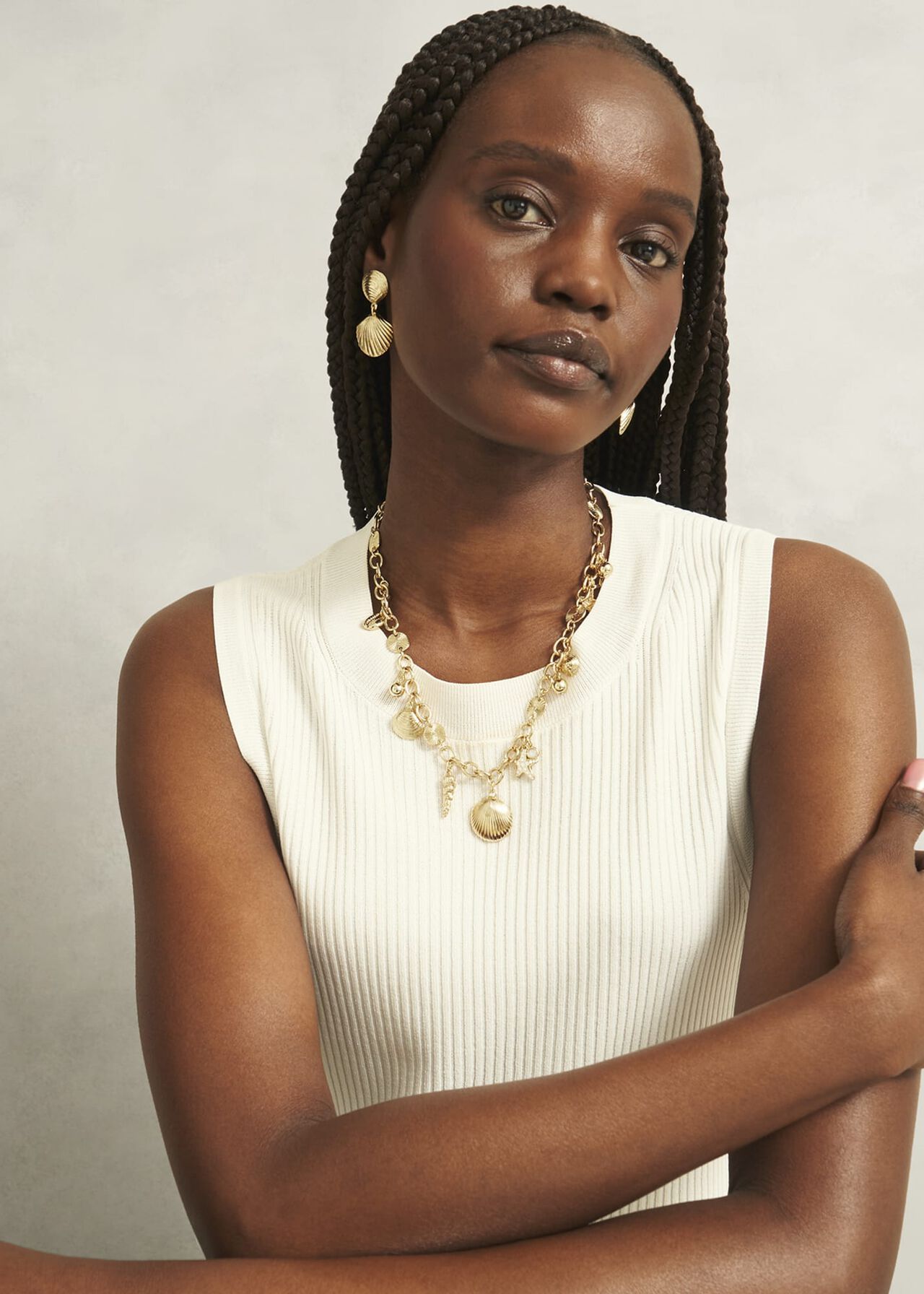 Amaya Shell Necklace, Gold, hi-res