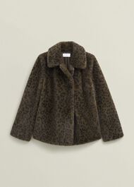 Dania Leopard Faux Fur Coat, Brown Multi, hi-res