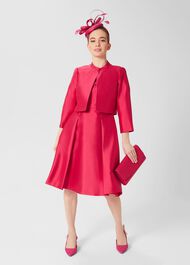 Petite Julietta Silk Blend Fit And Flare Dress, Fuchsia Pink, hi-res