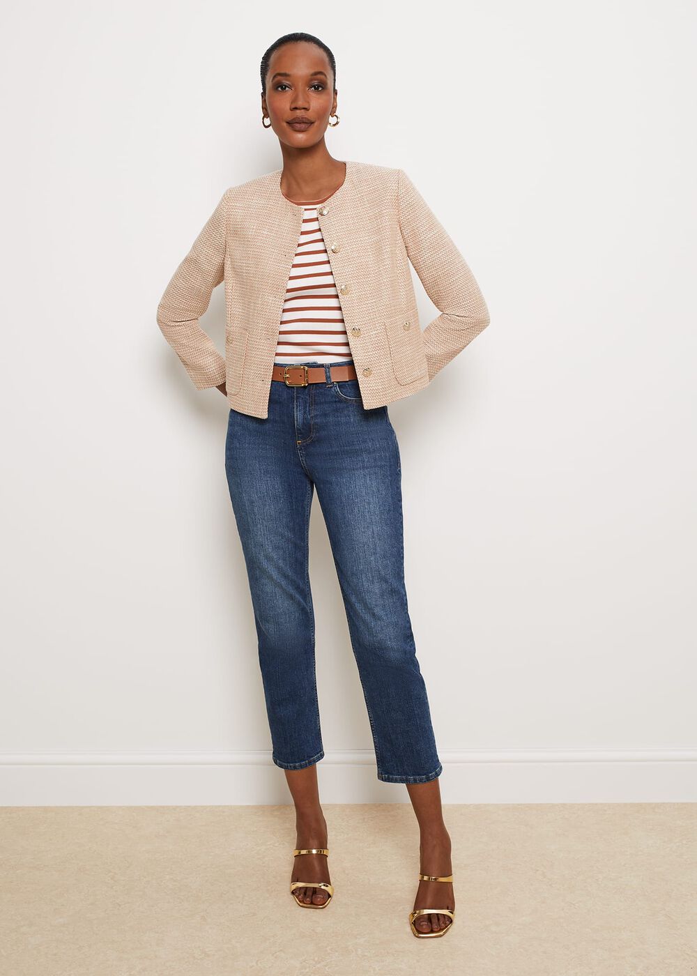 Cecil Cotton Vest, White Toffee, hi-res