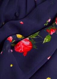 Petite Eva Floral Silk Dress, Navy Multi, hi-res