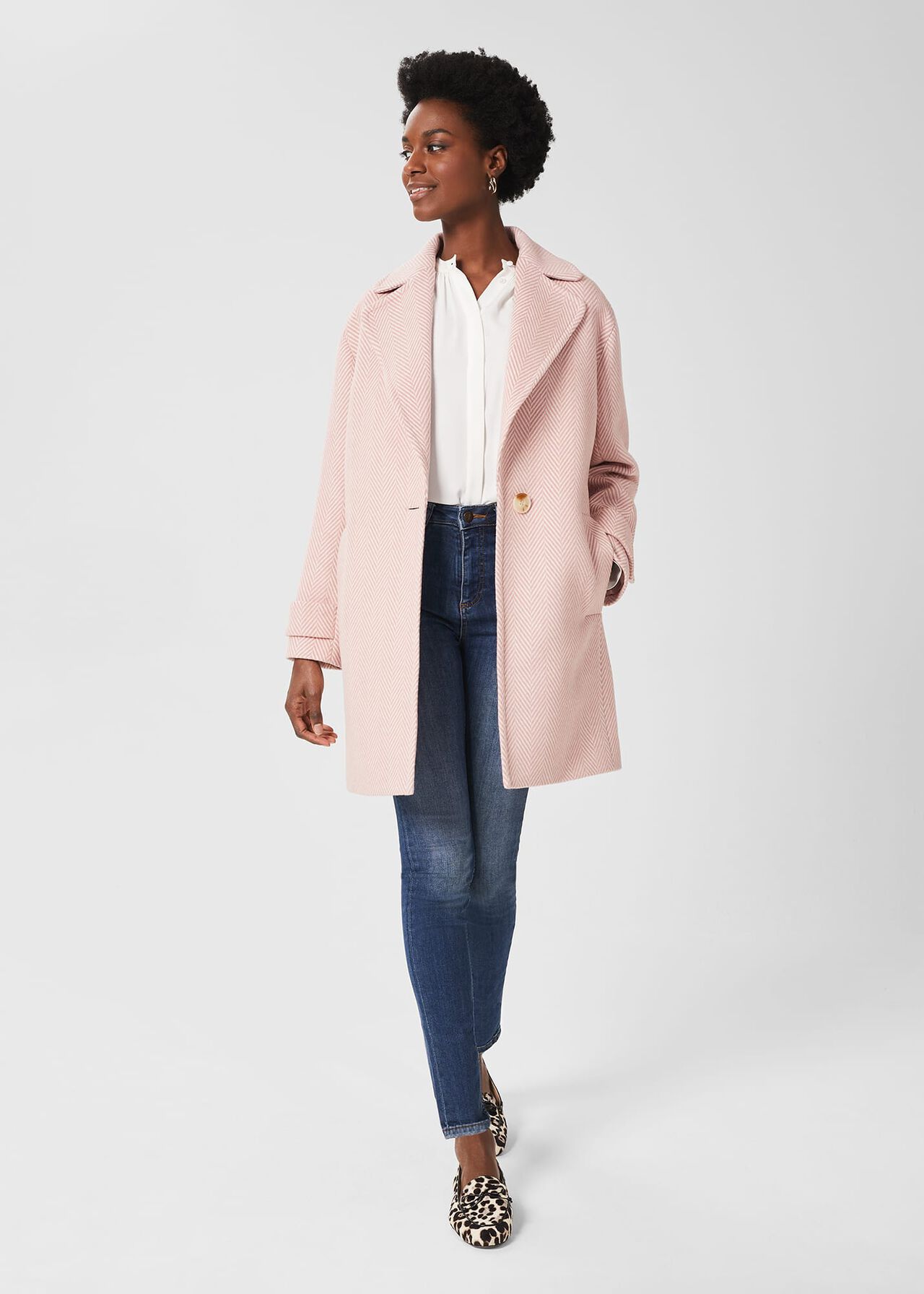 Carmina Wool Blend Coat, Pale Pink Ivory, hi-res