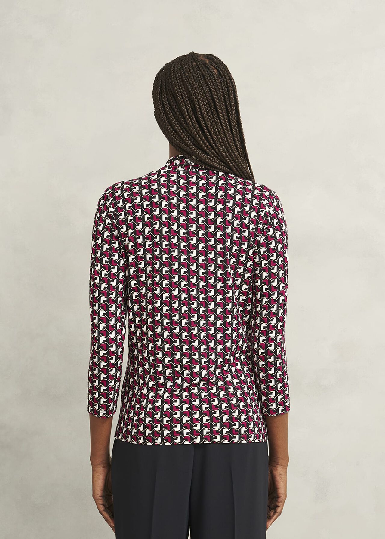 Aimee Printed Top, Pink Ivory, hi-res