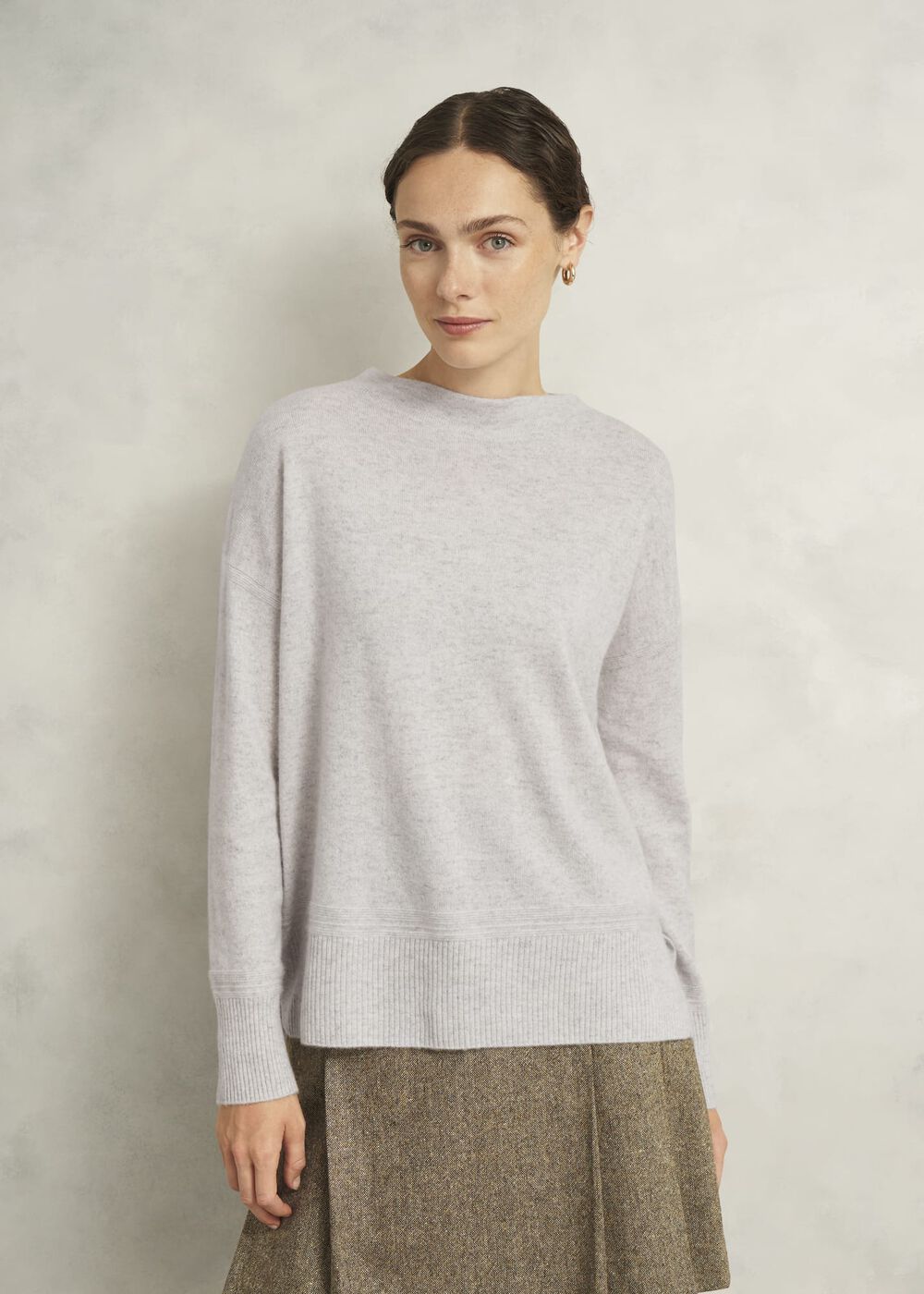 Carine Cashmere Sweater, Pale Grey Marl, hi-res