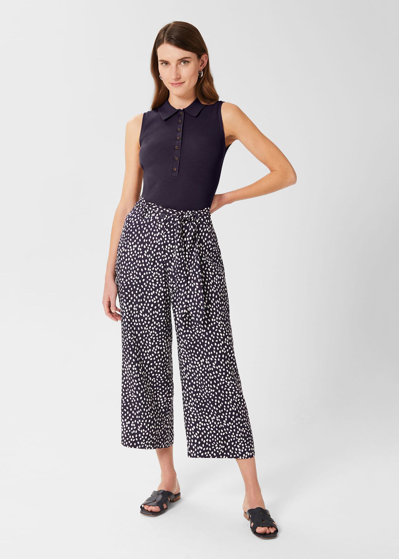Astrid Wide Leg Trousers, Navy Ivory, hi-res