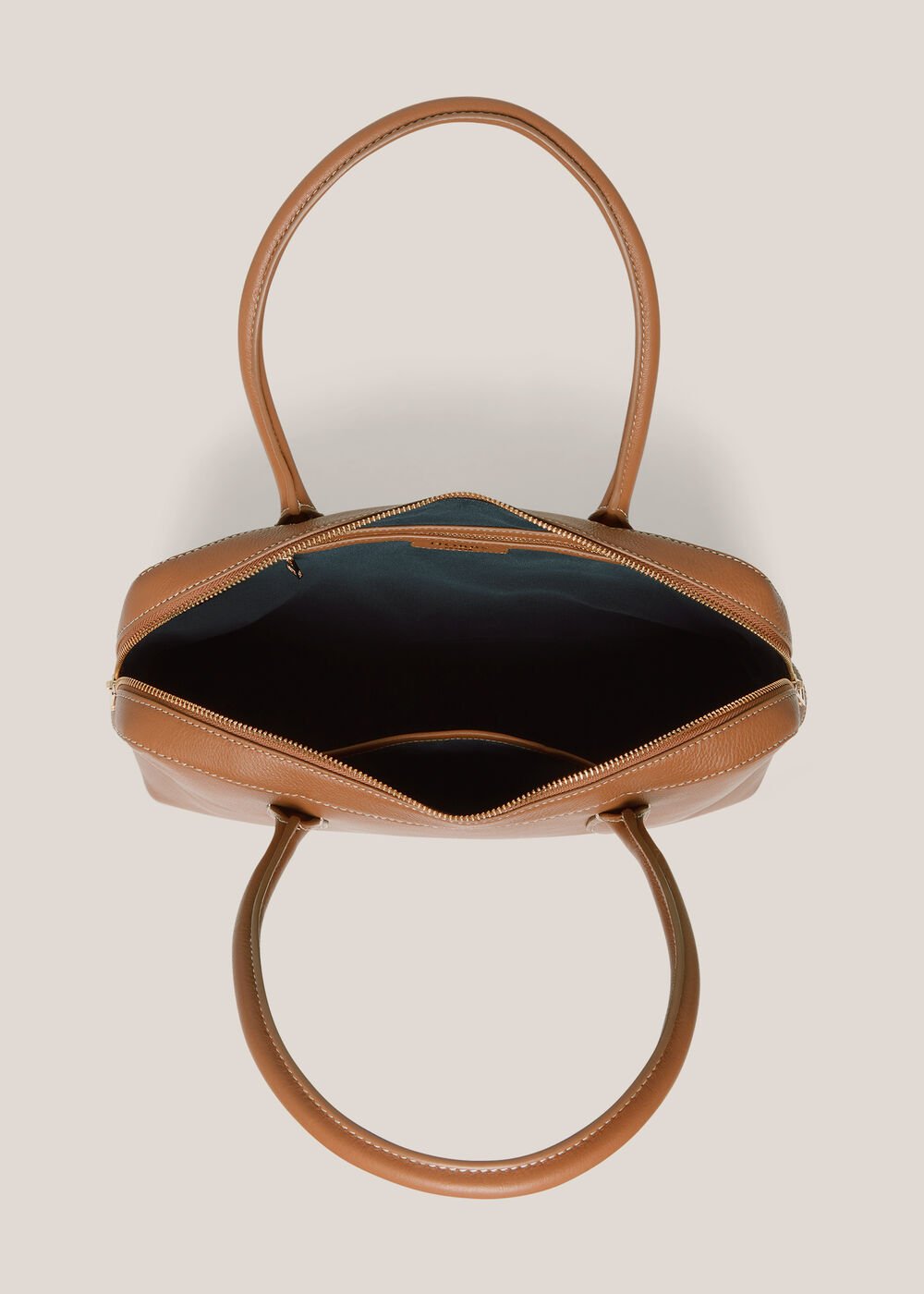 Florence Leather Shoulder Bag, Tan, hi-res