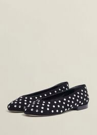 Gayle Jewelled Flats, Black, hi-res