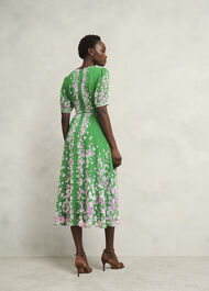 Ana Silk Floral Dress, Green Pink, hi-res