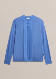 Tiana Pleat Front Top, Thistle Blue, hi-res