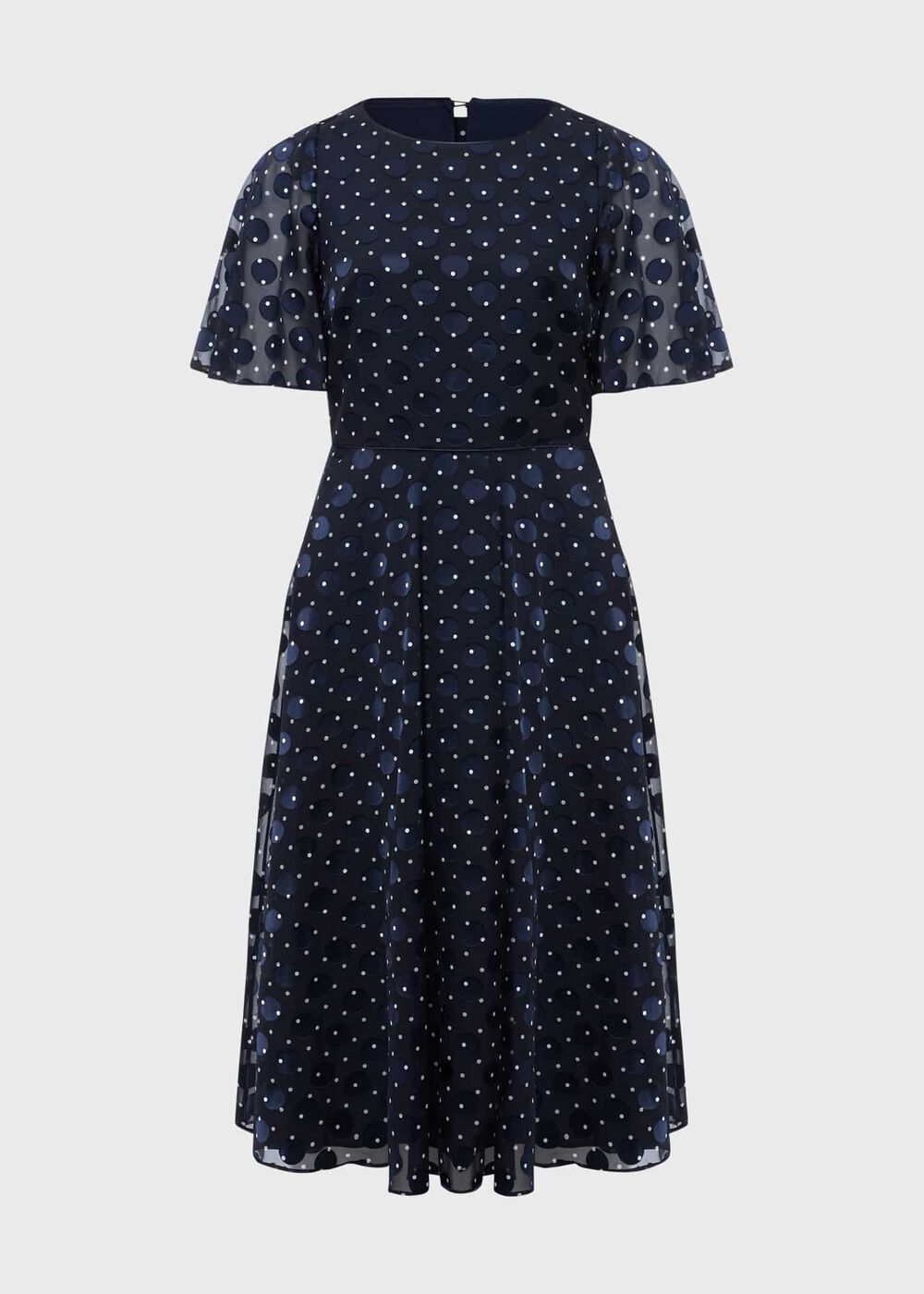 Petite Ceira Spot Dress, Navy Ivory, hi-res