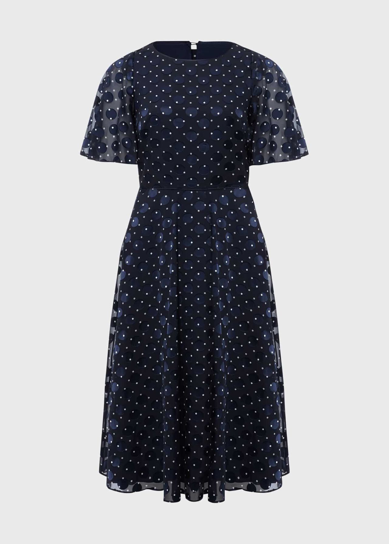 Petite Ceira Spot Dress, Navy Ivory, hi-res