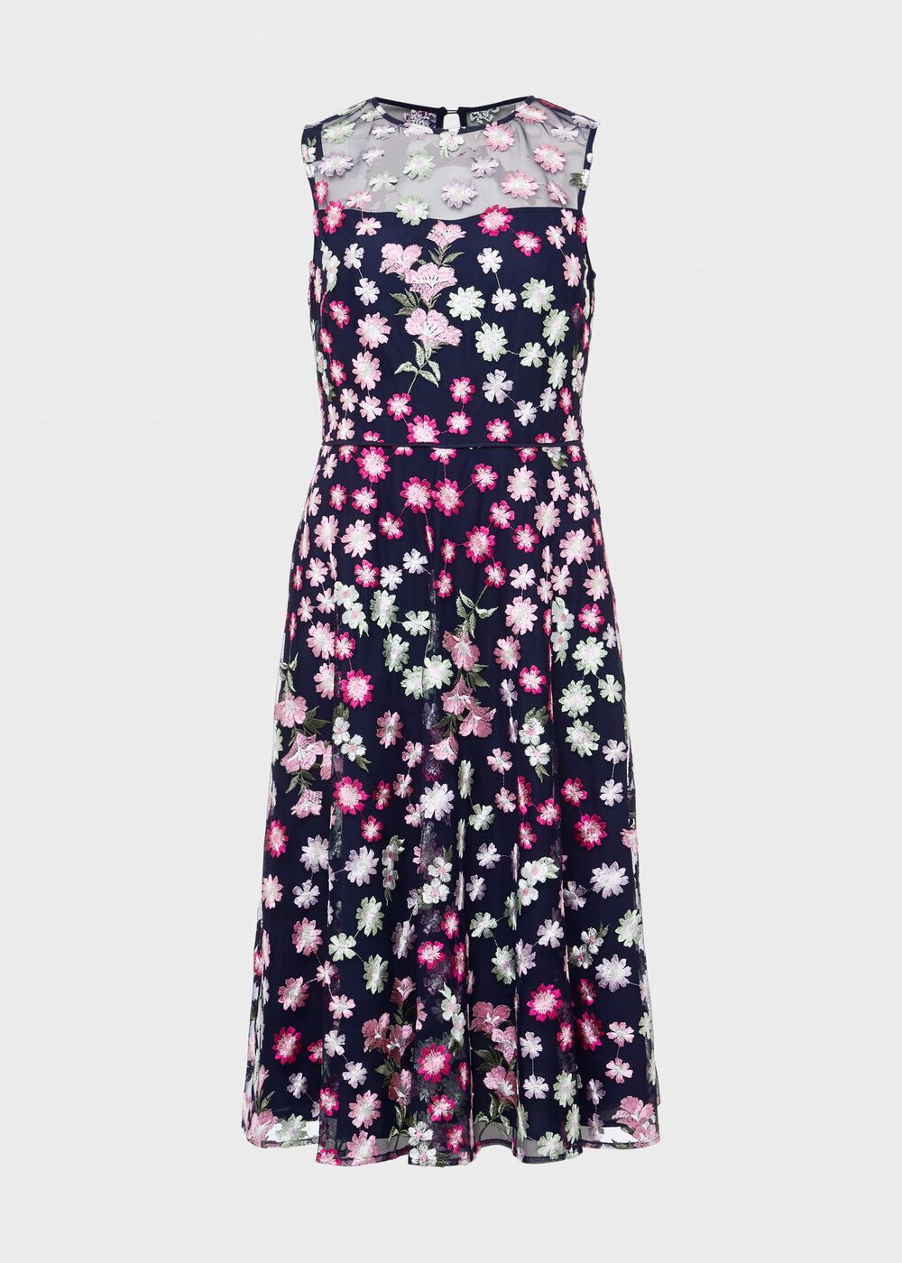 Petite Ira Embroidered Dress, Navy Multi, hi-res