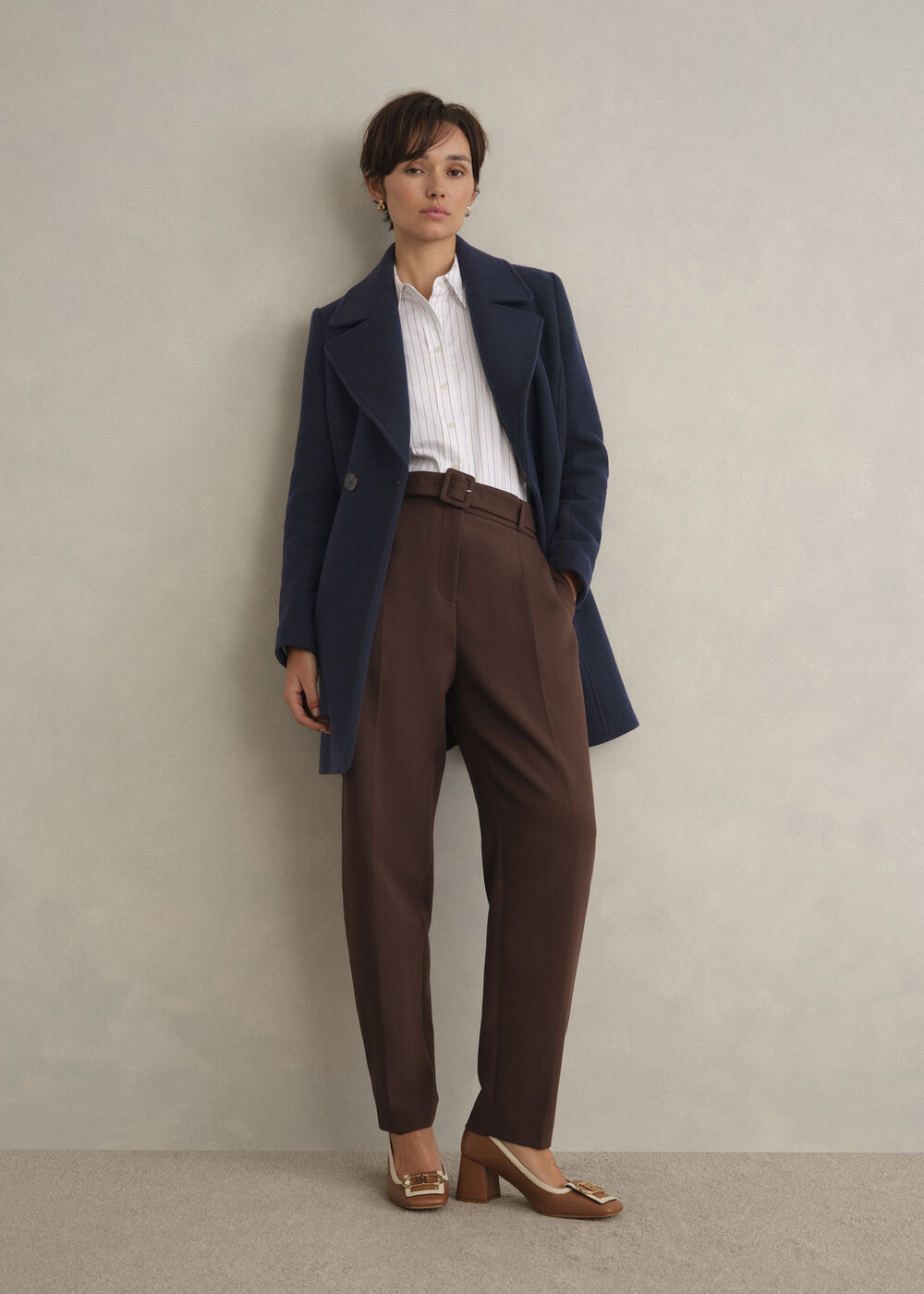 Betsy Cashmere Blend Coat, Navy, hi-res