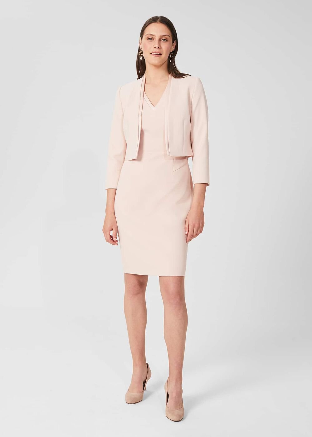 Frida V Neck Shift Dress, Pale Pink, hi-res