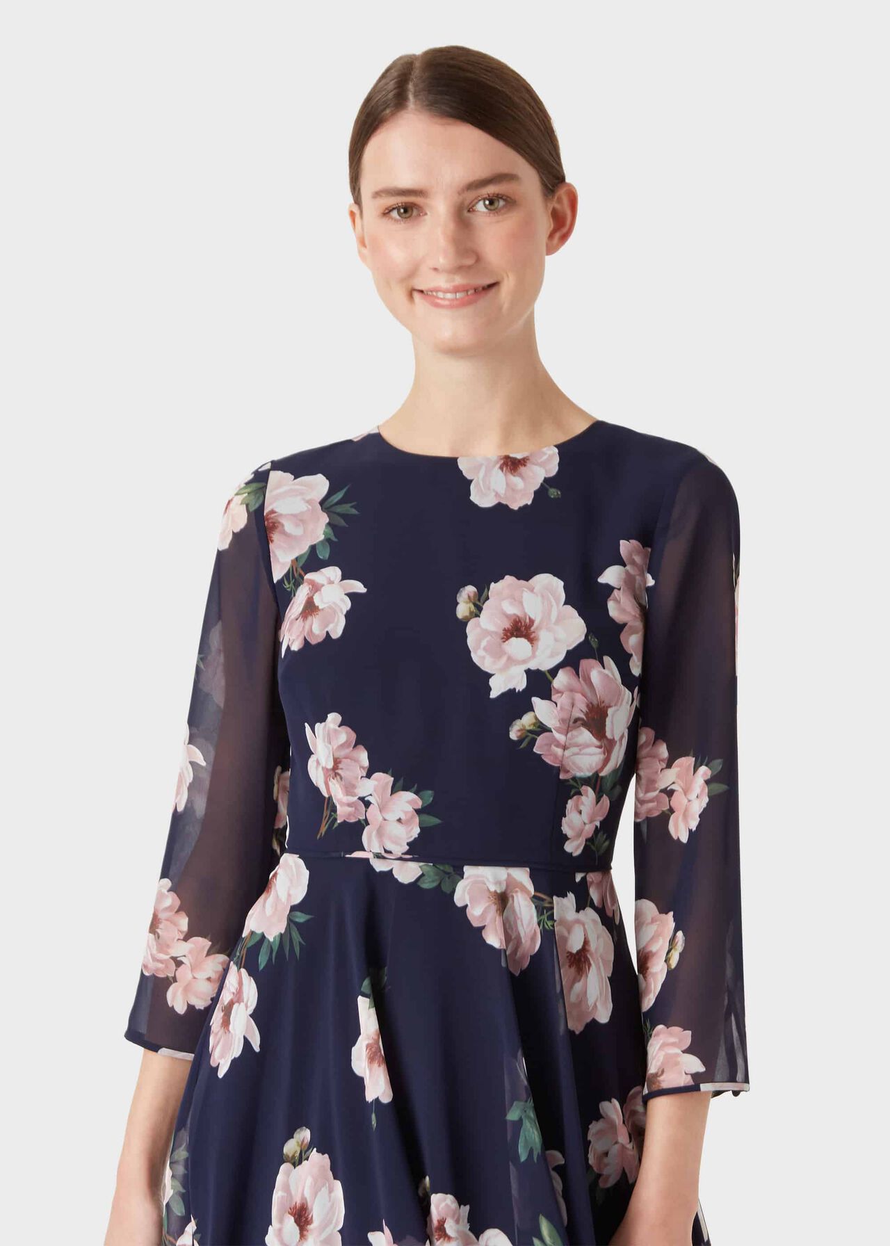 Norah Floral Fit And Flare Dress, Midnight Blush, hi-res