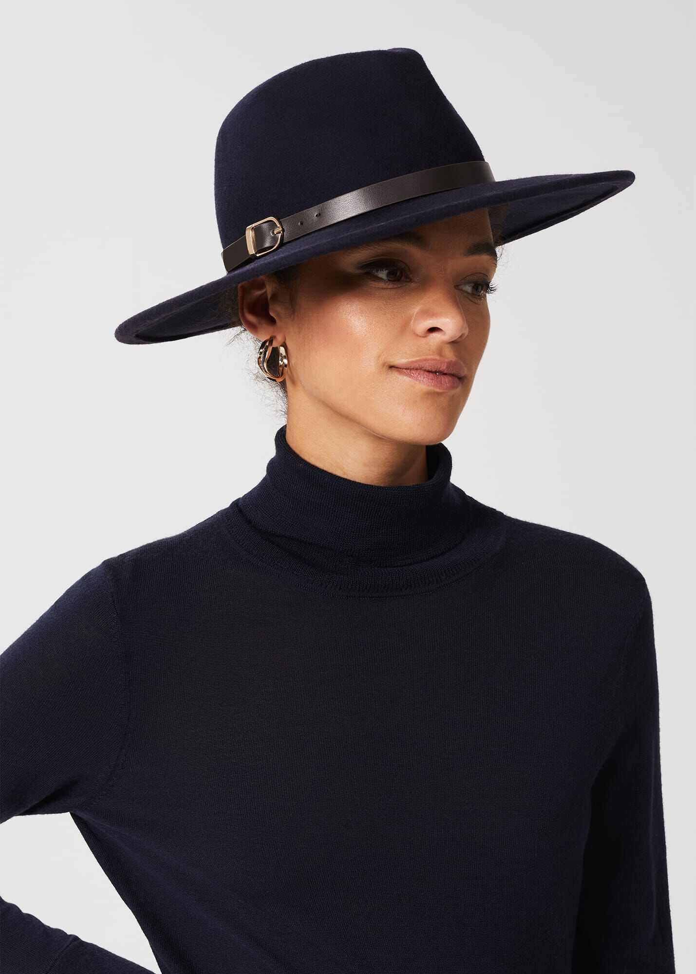 Navy wool fedora Clearance