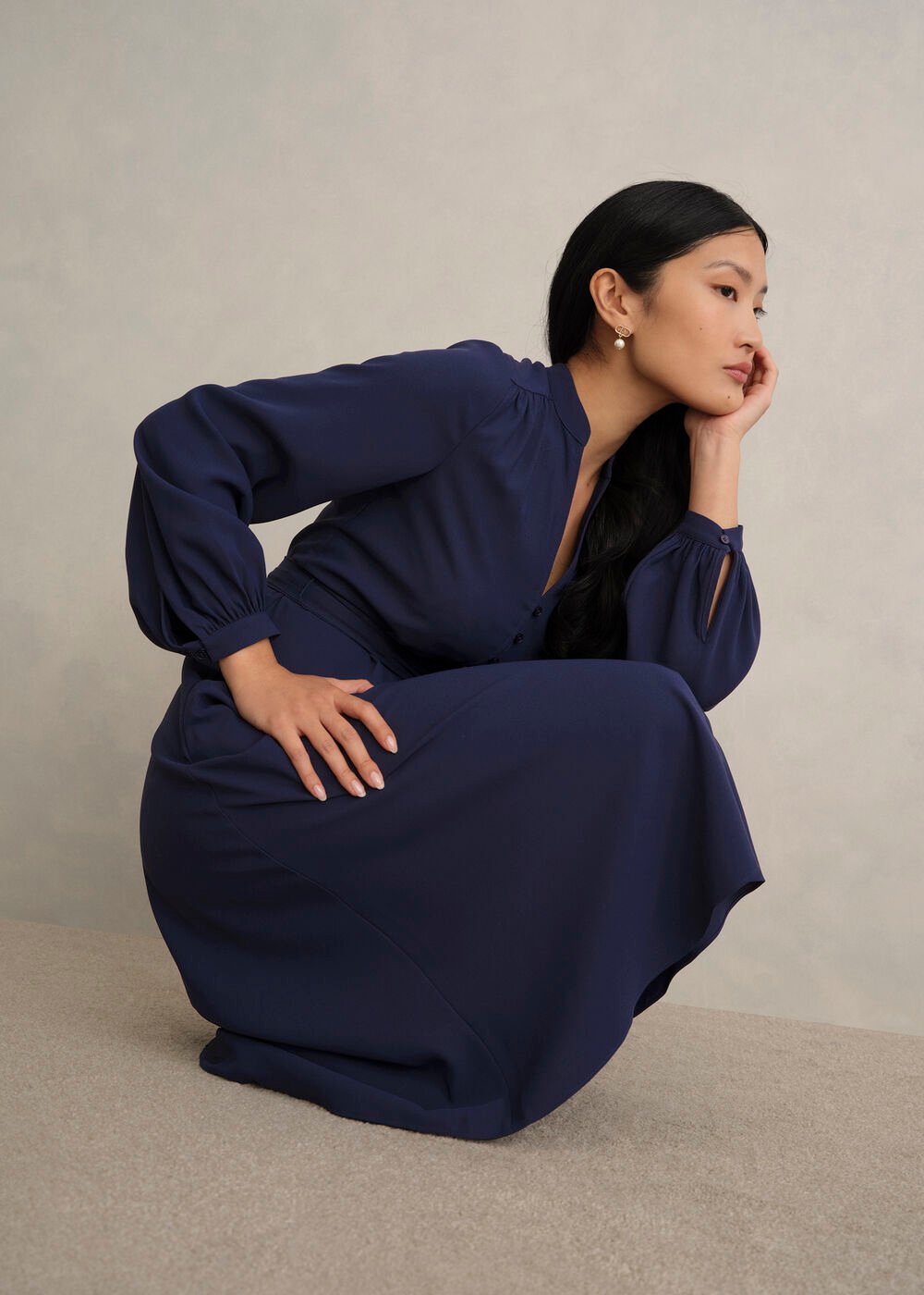 Petite Lettie Dress, Midnight Navy, hi-res