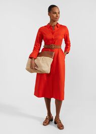 Arabelle Linen Dress, Hibiscus Red, hi-res