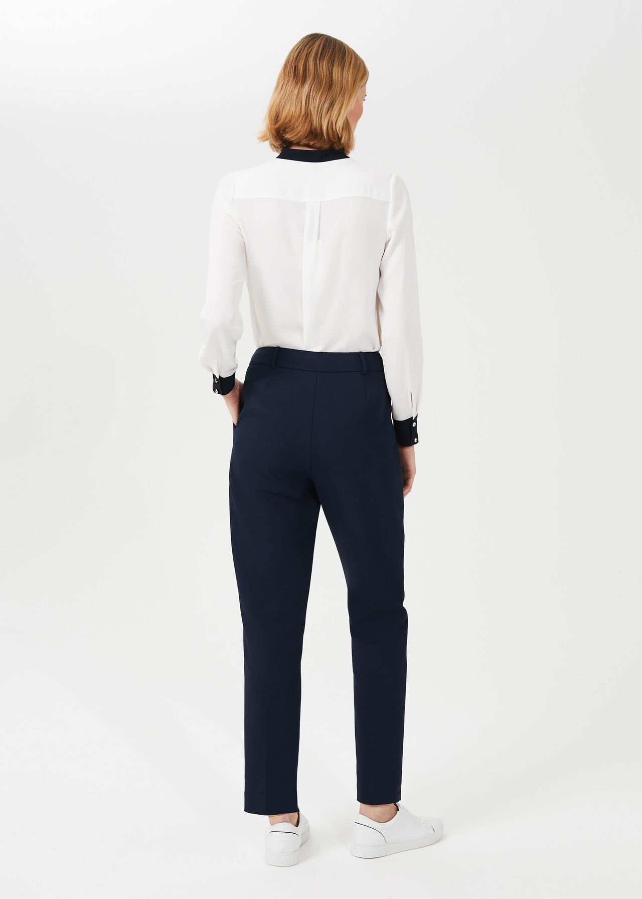 Quin Tapered Pants With Stretch, Navy, hi-res