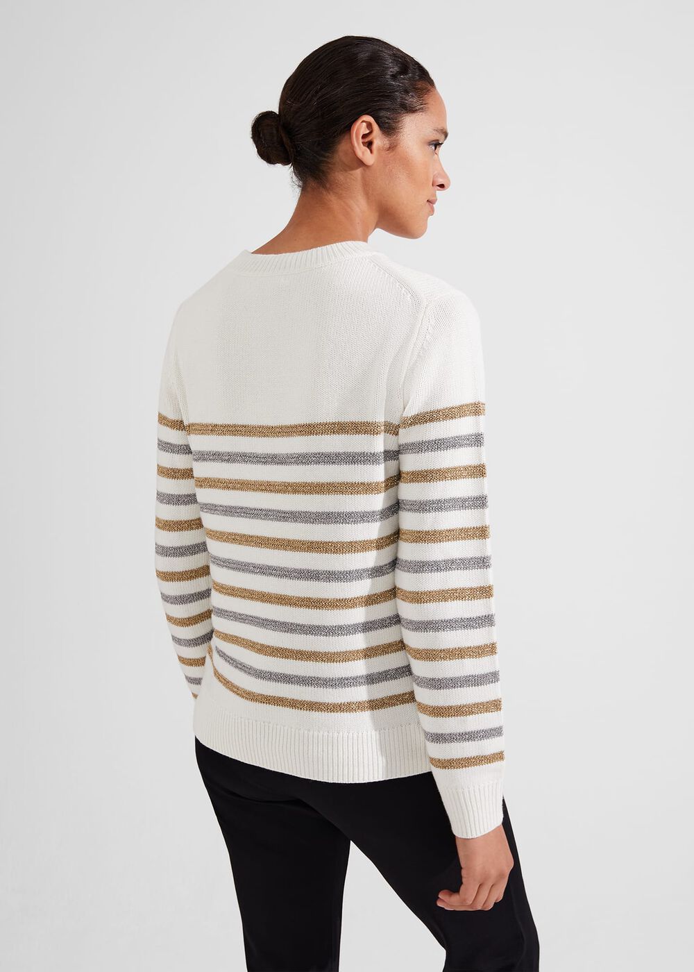 Destiny Sparkle Stripe Jumper, Ivory Silver, hi-res