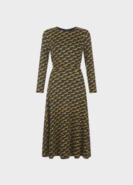 Bayview Midi Dress, Navy Chartreuse, hi-res