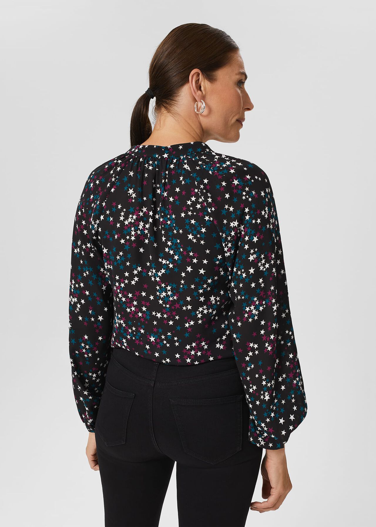 Alycia Star Blouse, Black Multi, hi-res
