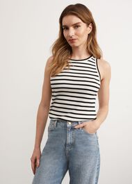 Cecil Striped Tank Top, Ivory Black, hi-res