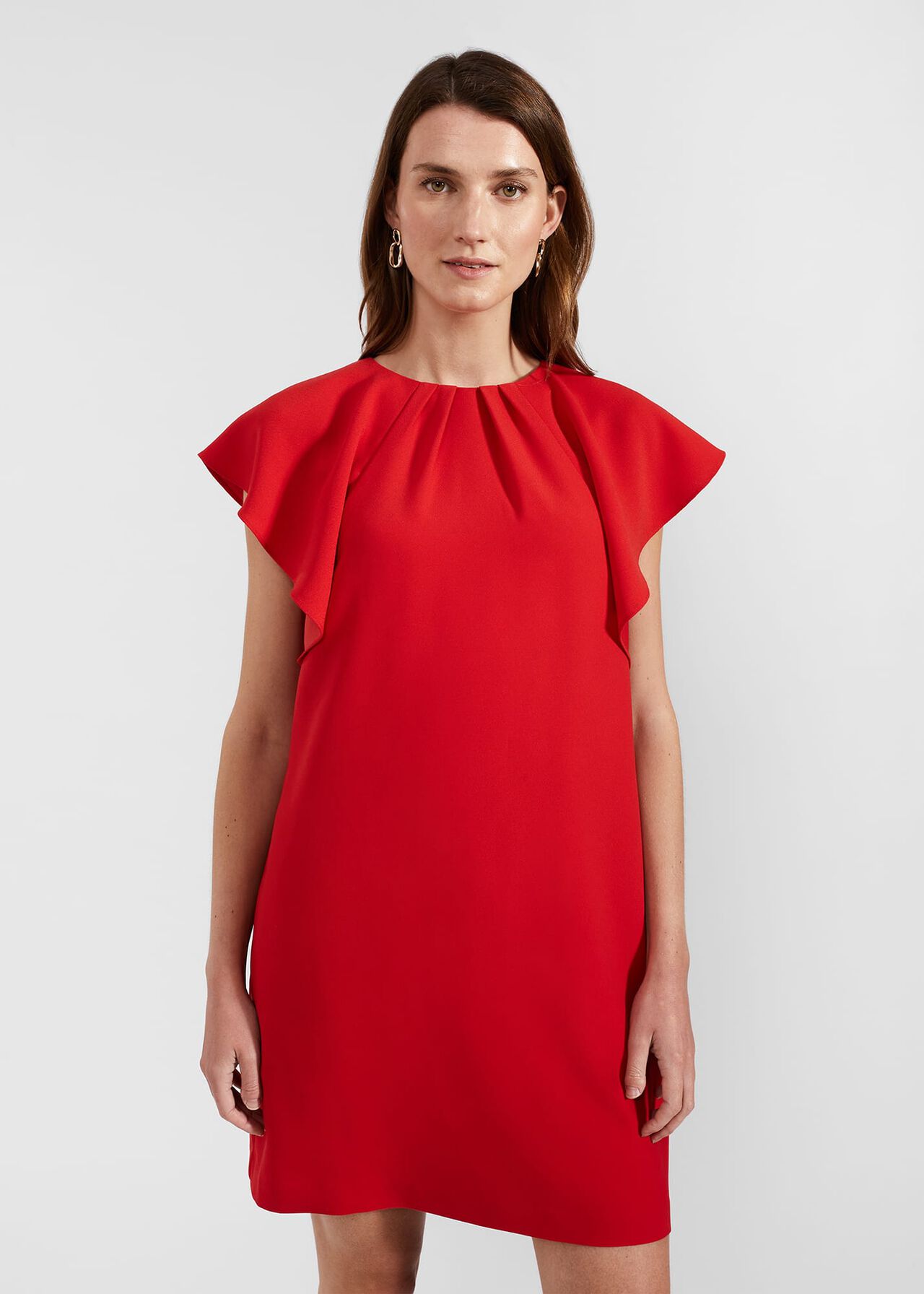 Rosario Frill Sleeveless Dress, Cherry Red, hi-res
