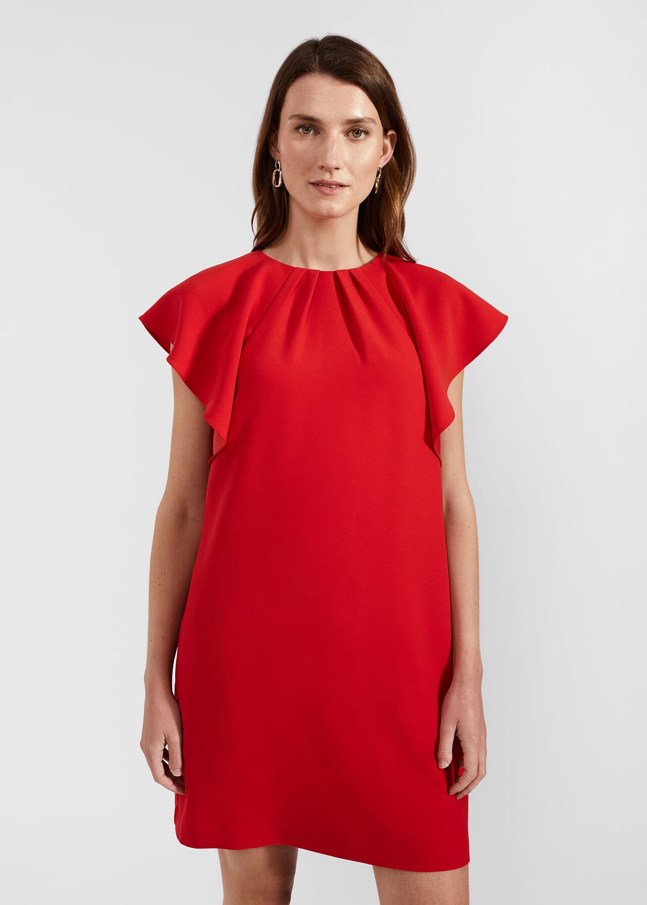 Rosario Frill Sleeveless Dress, Cherry Red, hi-res