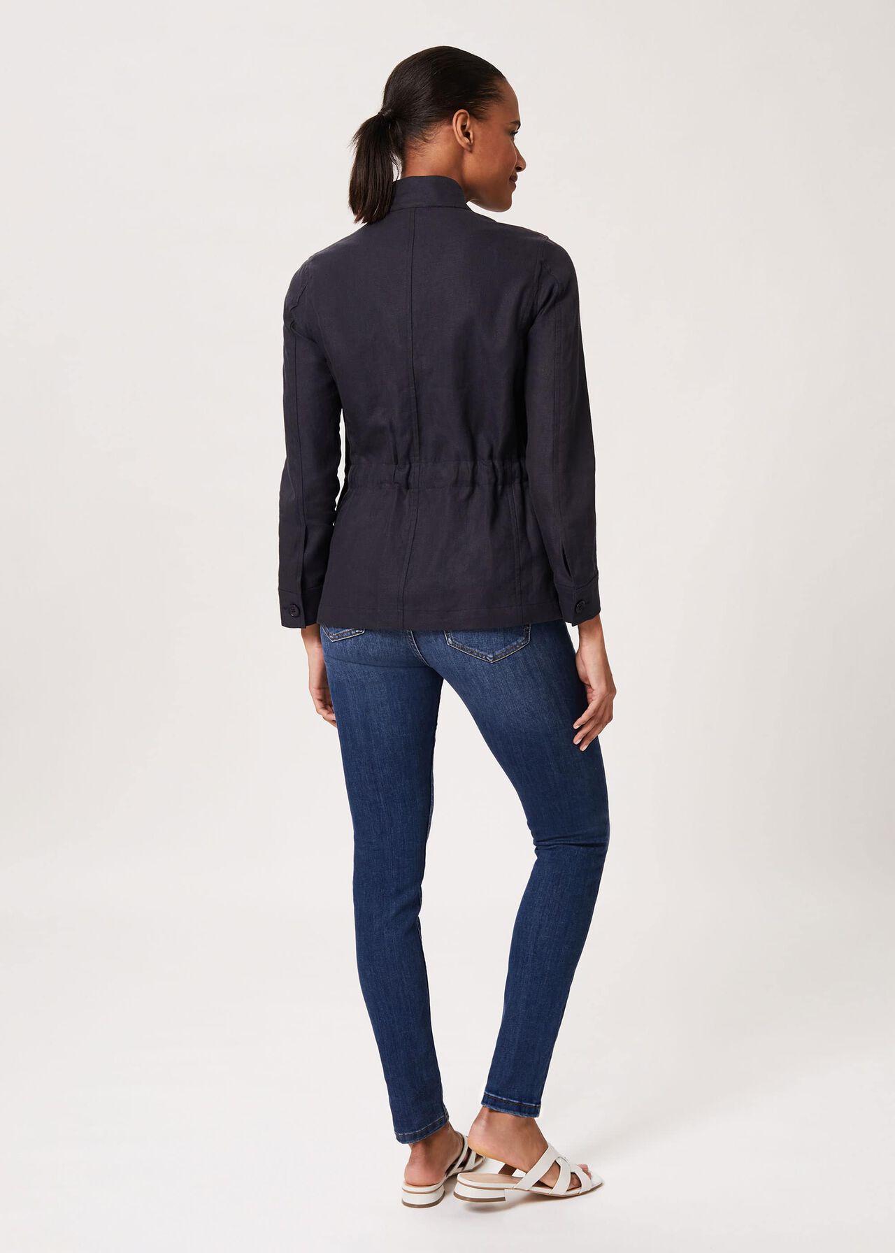 Nessa Linen Blend Jacket, Navy, hi-res