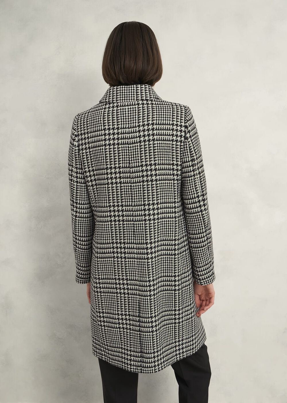 Yvette Wool Blend Check Coat, Black Ivory, hi-res