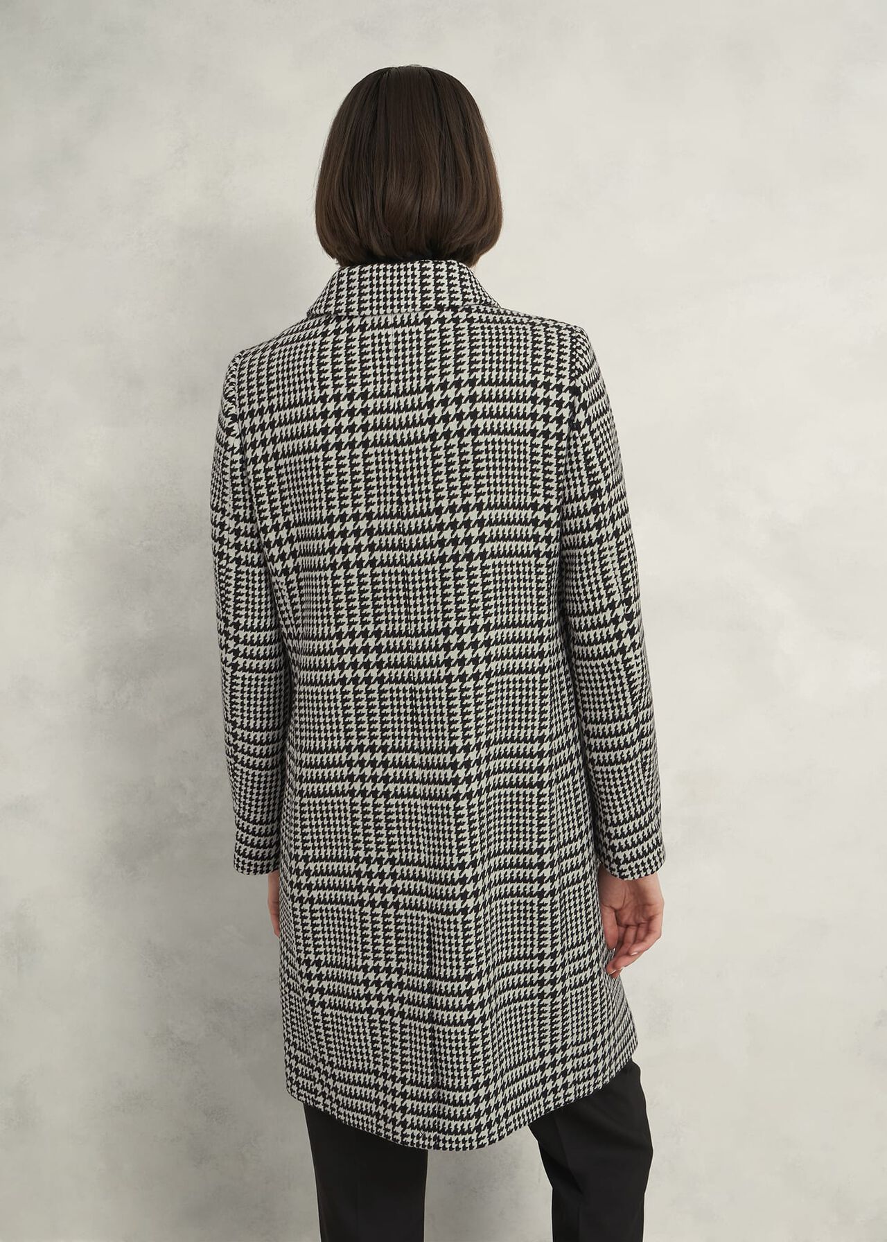 Yvette Wool Blend Check Coat, Black Ivory, hi-res