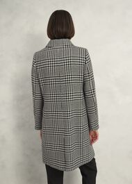 Yvette Wool Blend Check Coat, Black Ivory, hi-res