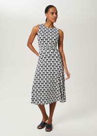 Bayview Jersey Sleeveless Midi Dress, Navy Ivory, hi-res