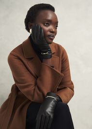 Tara Leather Gloves, Black, hi-res