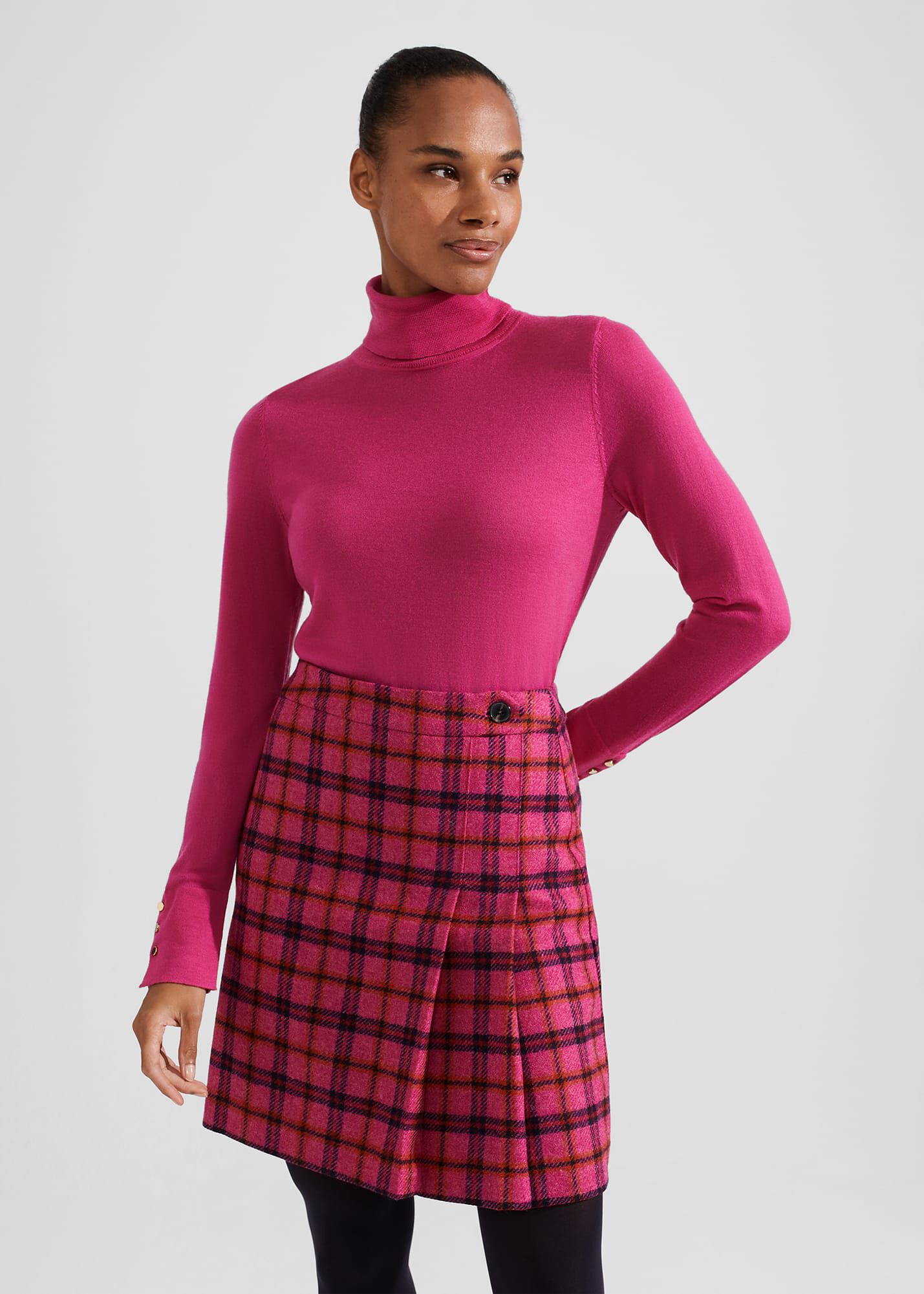 Pink checkered skirt hot sale