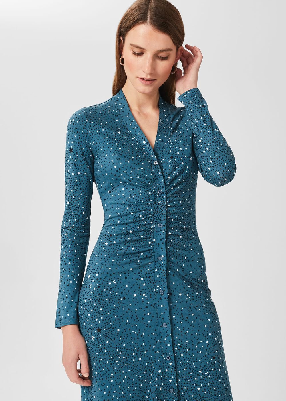 Hatty Jersey Dress, Dk Blue Ivory, hi-res